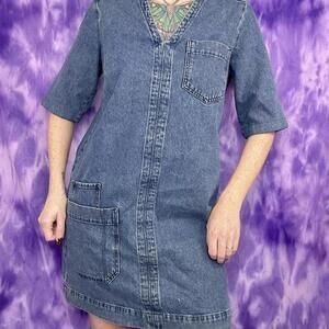 Whistles Blue denim boxy fit dress